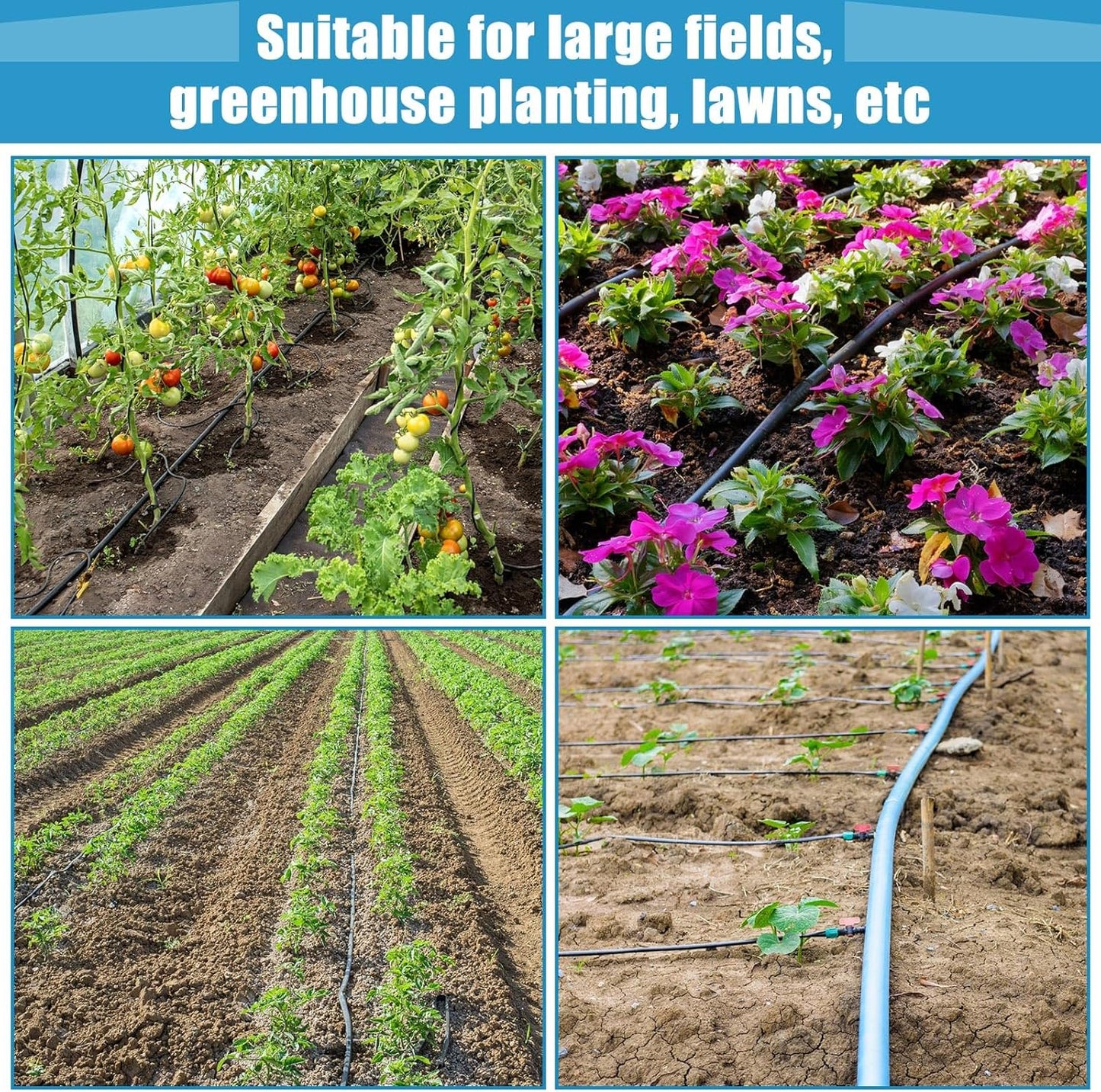 500Ft 5/8 Inch Drip Tape 6" Spacing Roll 16 Mil Irrigation Hose Garden Watering Tube Line Automatic Equipment for Garden Irrigation System Flower Patio Lawn Hose