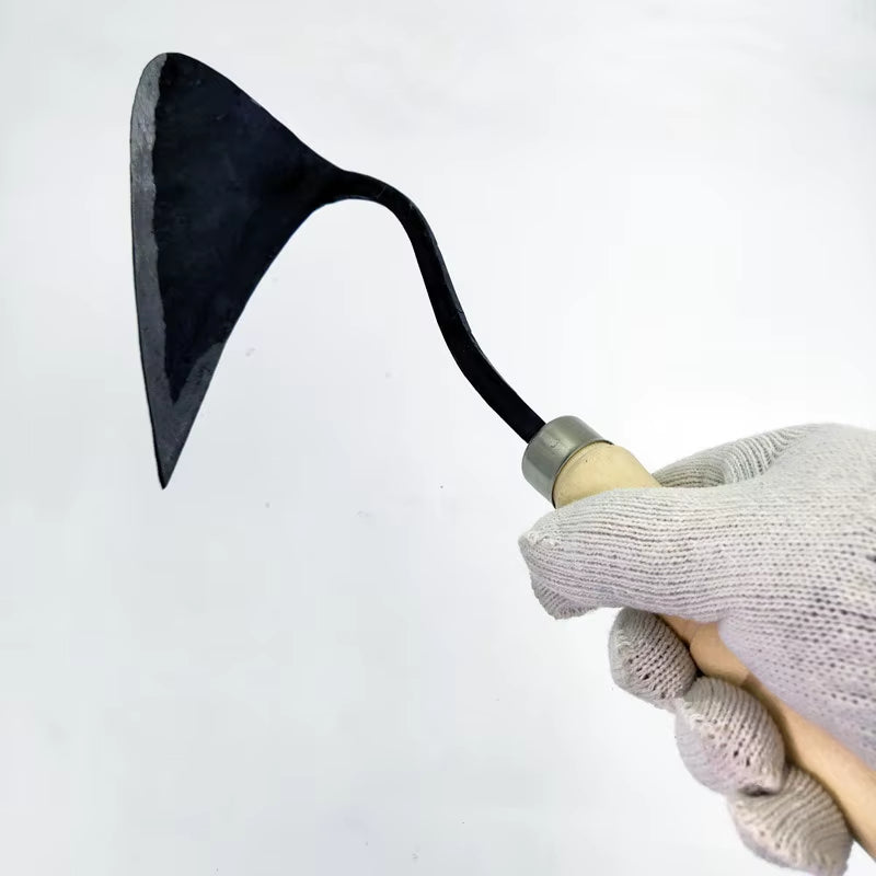 Forged Triangular Pointed Hoe with Medium Carbon Steel Blade Agricultural Gardening Tool for Planting Seedlings