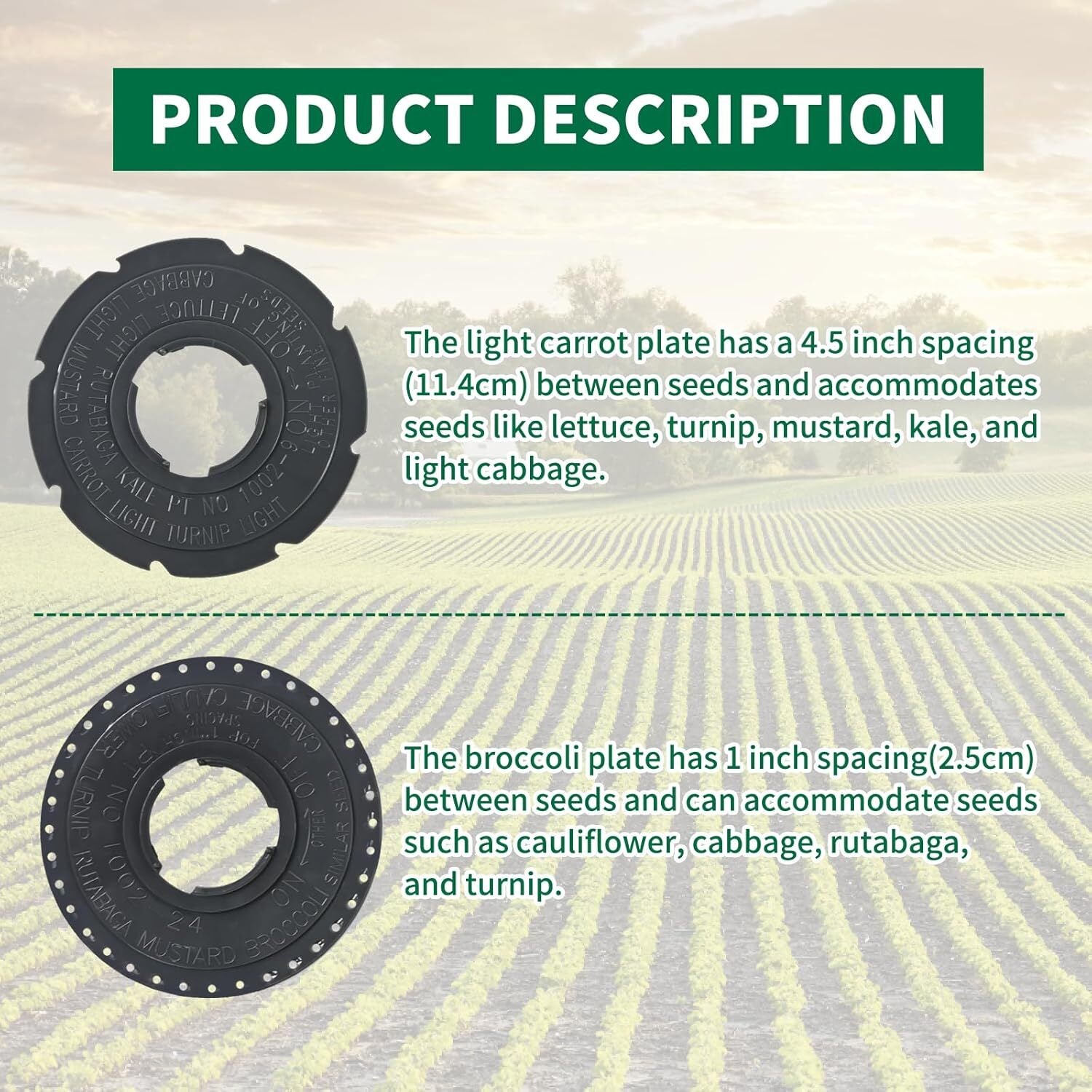 60010 Optional Seed Plate Set Fits Earthway 1001-B Garden Seeder Contains Light