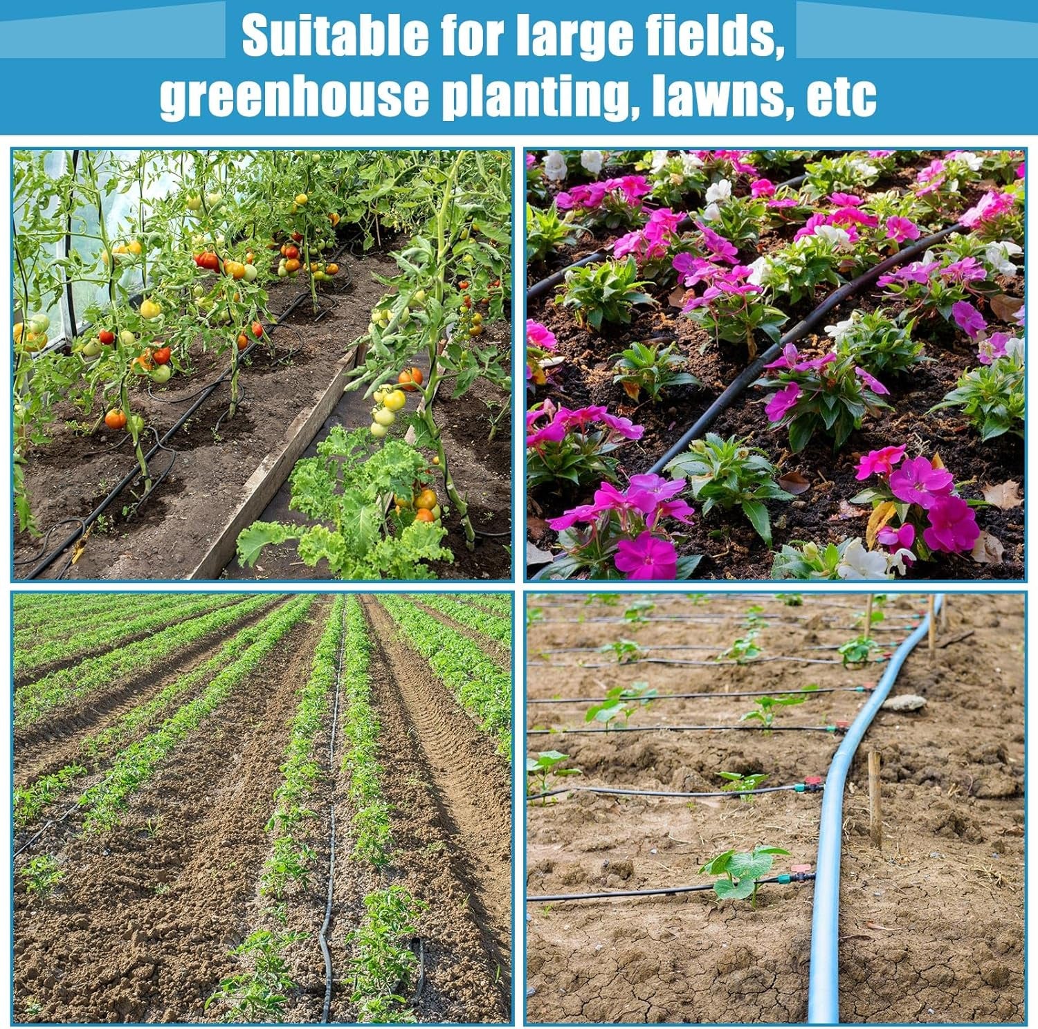 500Ft 5/8 Inch Drip Tape 6" Spacing Roll 16 Mil Irrigation Hose Garden Watering Tube Line Automatic Equipment for Garden Irrigation System Flower Patio Lawn Hose