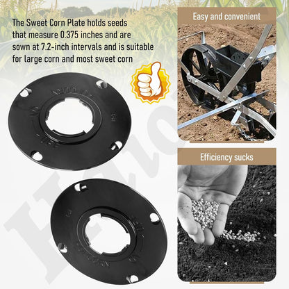 2 X Sweet Corn Standard Seed Plates Size 0.375“, Sown at 7.2" Intervals & 2 X Popcorn Se Ed Plates Spaced 9 Inches Apart, Compatible with E-Arthway 1001-B Garden Seeder