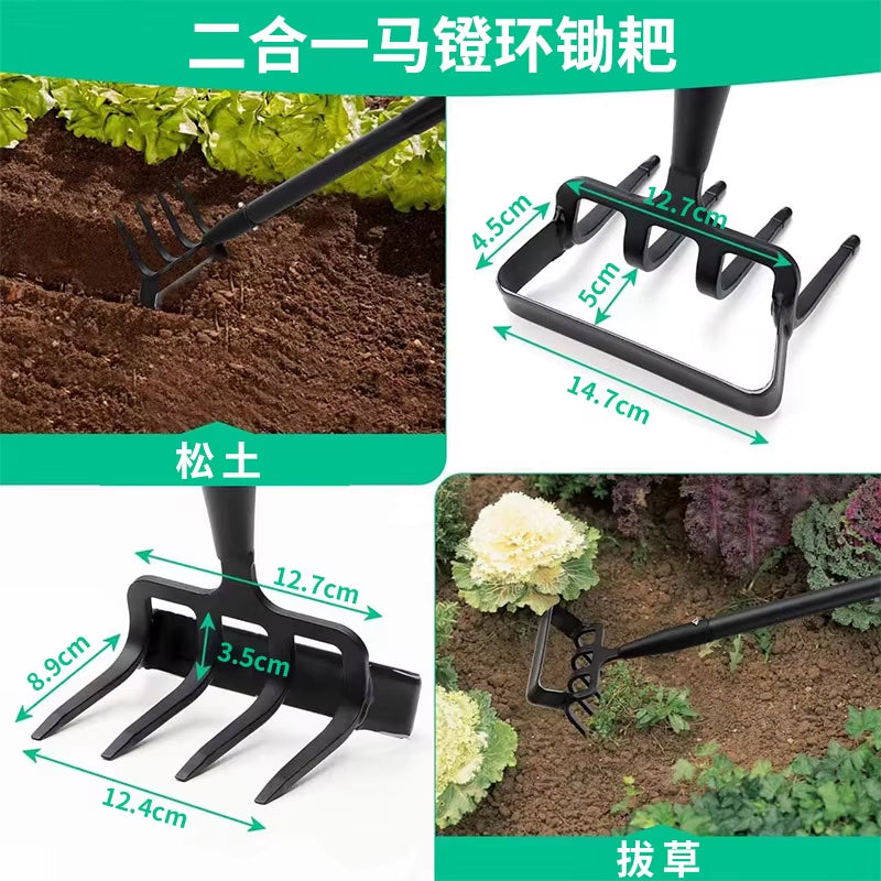 Heavy Duty Action Hoe Stirrup Hoe with Long Handle Metal Hula Hoes Adjustable Garden Scraper Tool