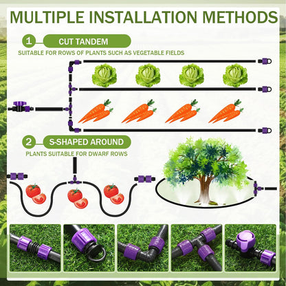 250' 5/8 Inch Drip Tape Irrigation Tubing Kit 8 Mil 6" Spacing Garden Hose Watering Tube Line Automatic Equipment for Garden Irrigation System Farms, Landscape, Lawn