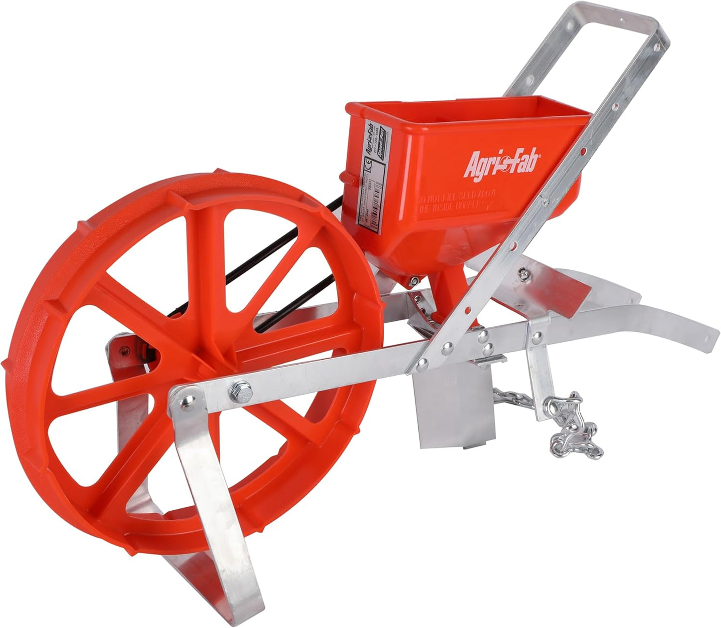 Push Garden Seeder Planter with 7 Interchangeable Seed Plates, 3 Lb Capacity Hopper and Adjustable Row Marker, Orange