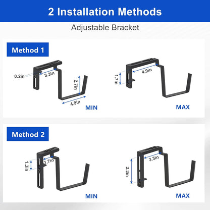 Railing Planter Box 4 Pack Window Boxes Planter with Adjustable Brackets 16.9 Inches Deck Railing Hanging Flower Boxes Black Balcony Planters Fence Hanging Planters for Outdoor