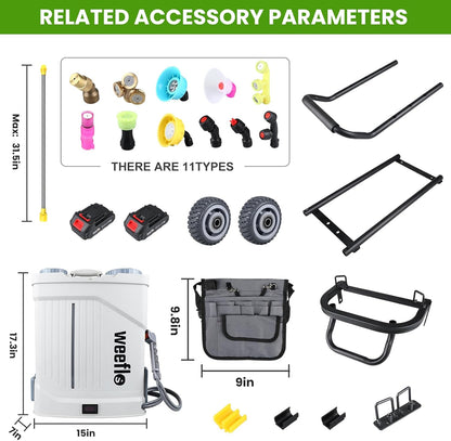 Battery Powered Backpack Sprayer,4 Gallon Electric Sprayer with Wheeled Cart, 100 PSI High Pressure, 2X 21V Rechargeable Batteries,Garden Sprayer for Outdoor Cleaning & Washing