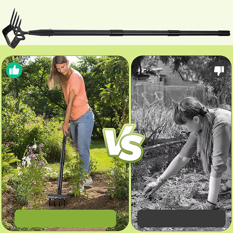Heavy Duty Action Hoe Stirrup Hoe with Long Handle Metal Hula Hoes Adjustable Garden Scraper Tool