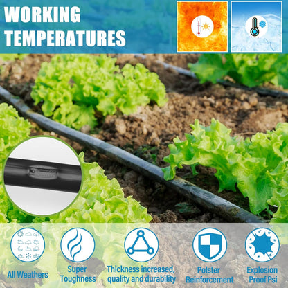 500Ft 5/8 Inch Drip Tape 6" Spacing Roll 16 Mil Irrigation Hose Garden Watering Tube Line Automatic Equipment for Garden Irrigation System Flower Patio Lawn Hose