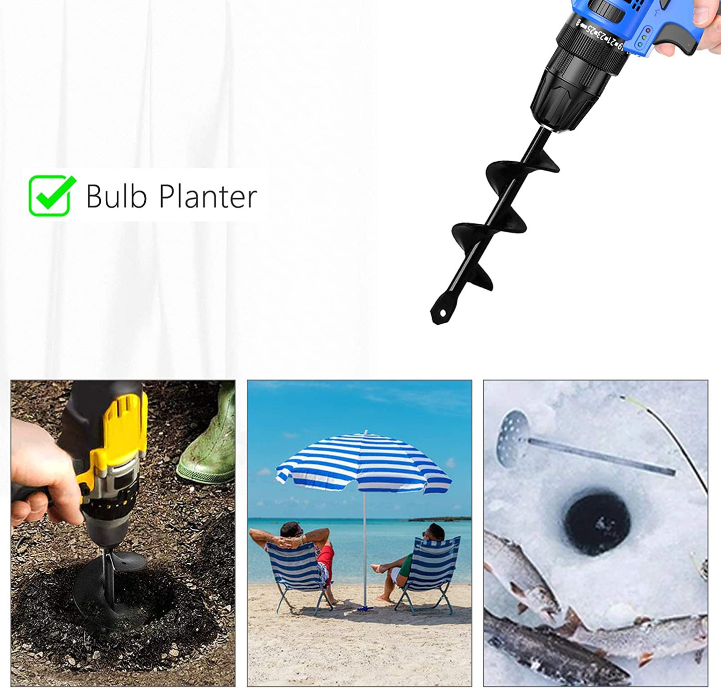 Garden Tools Bulb Planter Auger Drill Bit for Planting 1.57X8.66 Inches