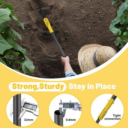 Garden Hoe Tool, 63 Inch L Shaped Hoe Garden Tools with Adjustable Long Handle for Weeding, Loosening Soil,Trenching, Heavy Duty Crack Crevice Weeding Hoe Hand Garden Tools for for Gardening Planting