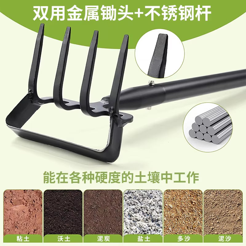 Heavy Duty Action Hoe Stirrup Hoe with Long Handle Metal Hula Hoes Adjustable Garden Scraper Tool