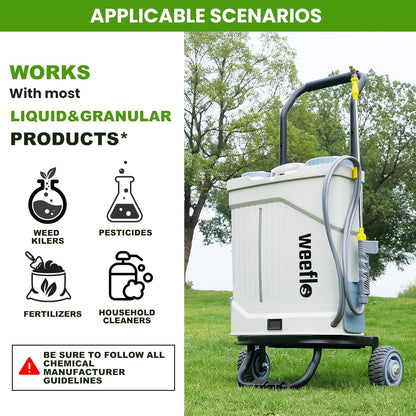 Battery Powered Backpack Sprayer,4 Gallon Electric Sprayer with Wheeled Cart, 100 PSI High Pressure, 2X 21V Rechargeable Batteries,Garden Sprayer for Outdoor Cleaning & Washing