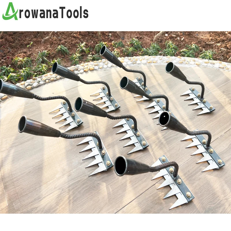 4/5/6/7 Teeth Steel Garden Hand Rake Farm Tool Weeding Scarifier Agricultural Nail Harrow Metal Harrow Garden Weedingtool