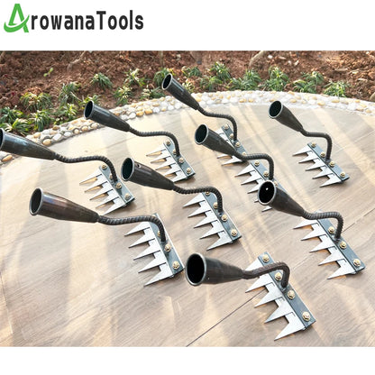 4/5/6/7 Teeth Steel Garden Hand Rake Farm Tool Weeding Scarifier Agricultural Nail Harrow Metal Harrow Garden Weedingtool