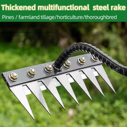 4/5/6/7 Teeth Steel Garden Hand Rake Farm Tool Weeding Scarifier Agricultural Nail Harrow Metal Harrow Garden Weedingtool