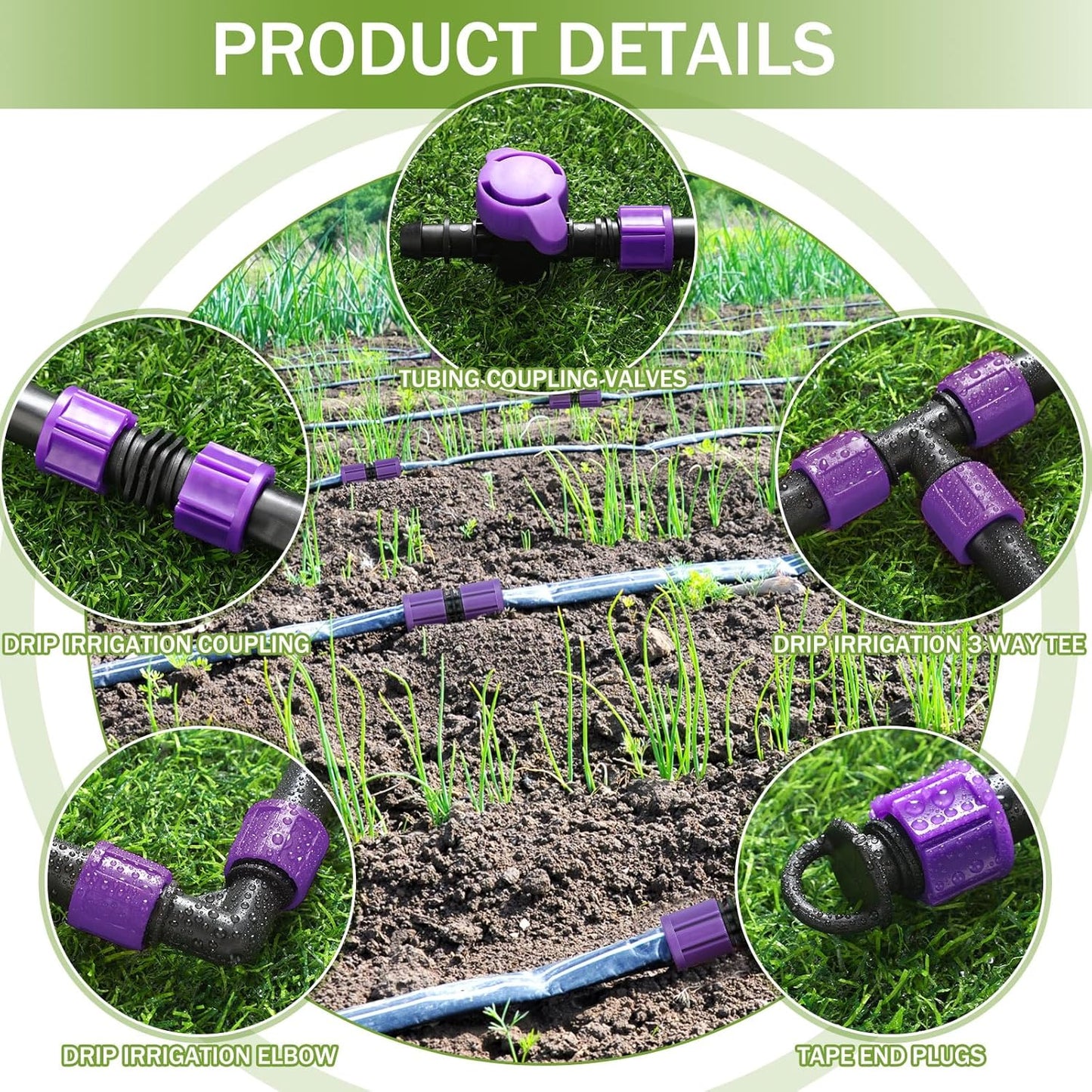 250' 5/8 Inch Drip Tape Irrigation Tubing Kit 8 Mil 6" Spacing Garden Hose Watering Tube Line Automatic Equipment for Garden Irrigation System Farms, Landscape, Lawn