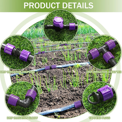 250' 5/8 Inch Drip Tape Irrigation Tubing Kit 8 Mil 6" Spacing Garden Hose Watering Tube Line Automatic Equipment for Garden Irrigation System Farms, Landscape, Lawn