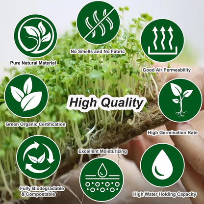 32 PCS Microgreen Mats, 5" X 5" Plant Grow Mat Hydroponic Grow Pads Microgreens Sprouting Mats Microgreens Kit for 1020 Germination Trays Wheatgrass Sprouts