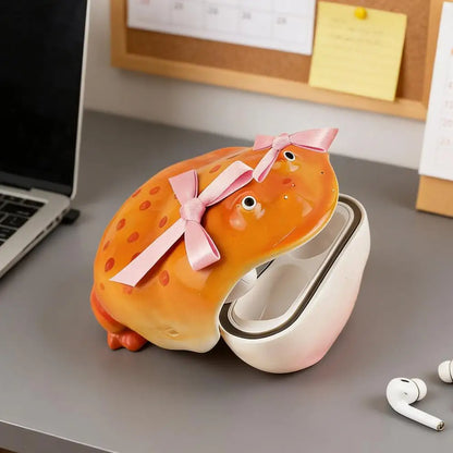 Bow Frog Earbud Case for Airpods 1/2/3/4/Pro 1/2/3 Bluetooth-Compatible Earphone Charging Case Cover Headphone Protective Shell
