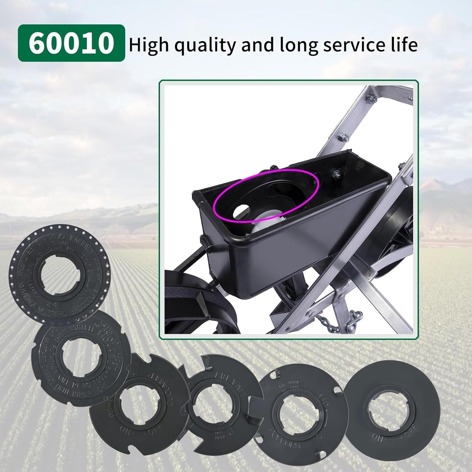 60010 Optional Seed Plate Set Fits Earthway 1001-B Garden Seeder Contains Light