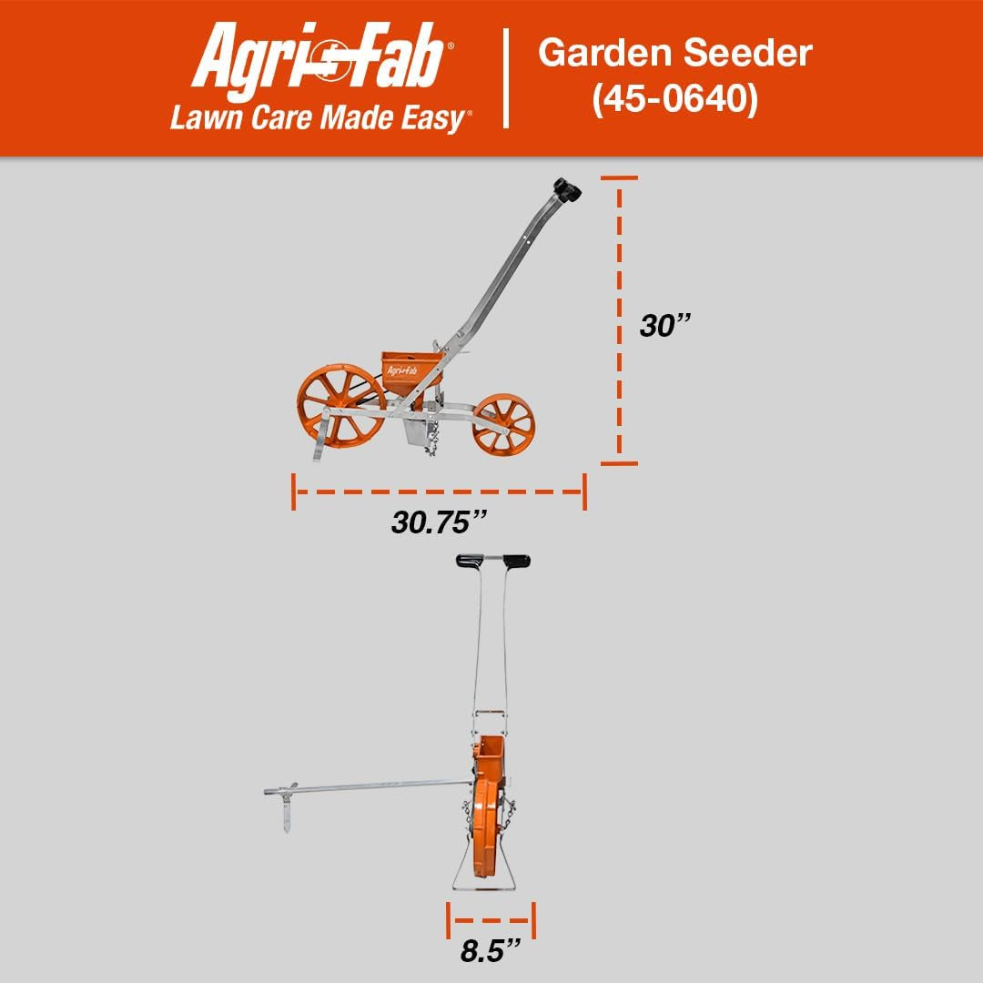 Push Garden Seeder Planter with 7 Interchangeable Seed Plates, 3 Lb Capacity Hopper and Adjustable Row Marker, Orange