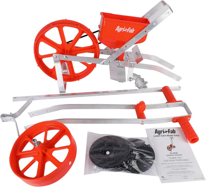 Push Garden Seeder Planter with 7 Interchangeable Seed Plates, 3 Lb Capacity Hopper and Adjustable Row Marker, Orange
