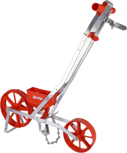 Push Garden Seeder Planter with 7 Interchangeable Seed Plates, 3 Lb Capacity Hopper and Adjustable Row Marker, Orange