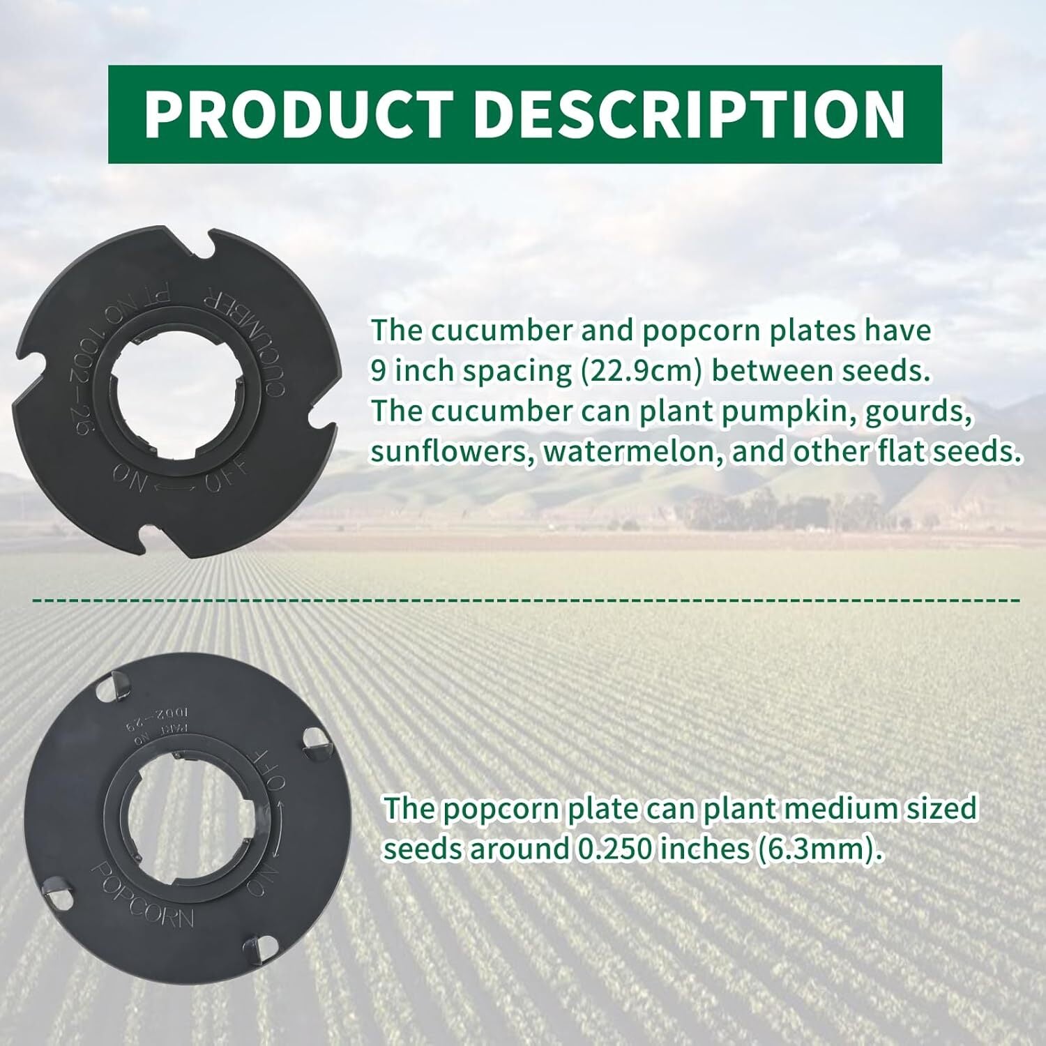 60010 Optional Seed Plate Set Fits Earthway 1001-B Garden Seeder Contains Light