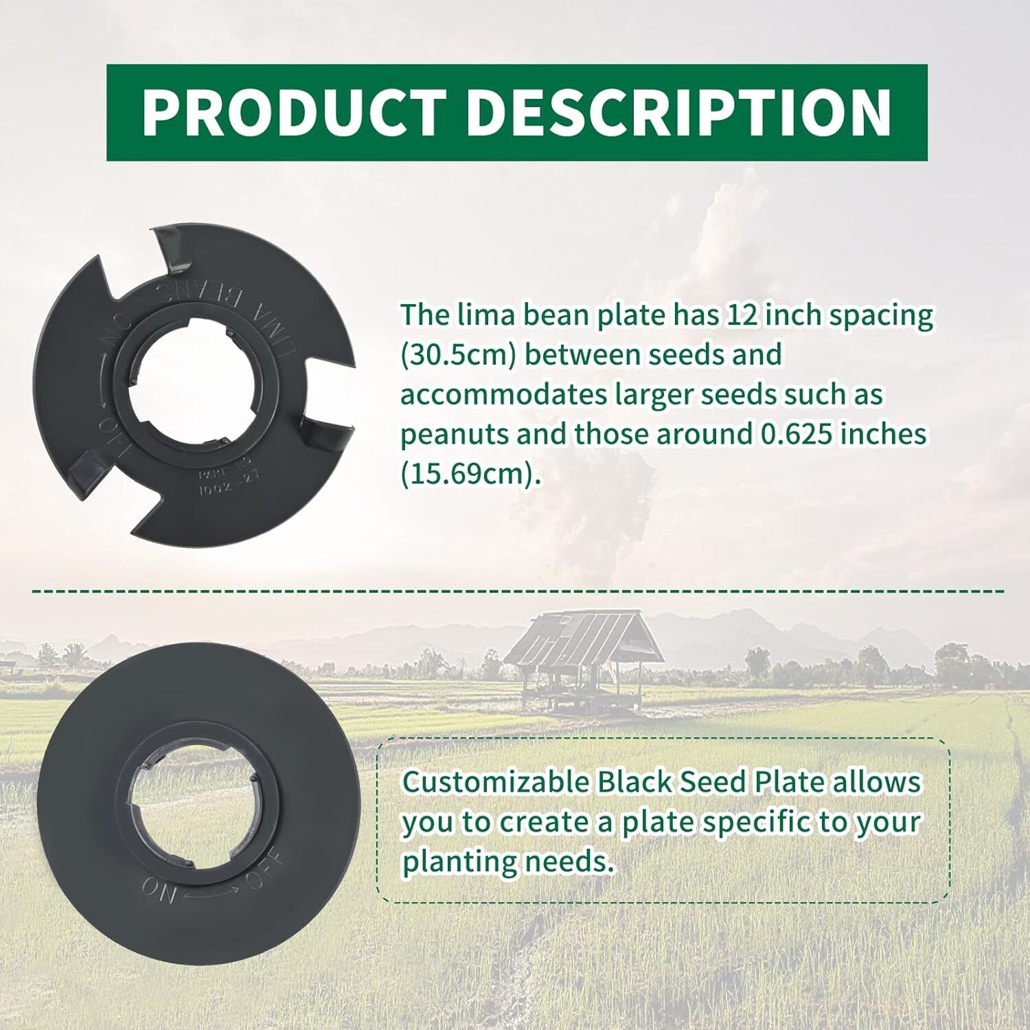 60010 Optional Seed Plate Set Fits Earthway 1001-B Garden Seeder Contains Light